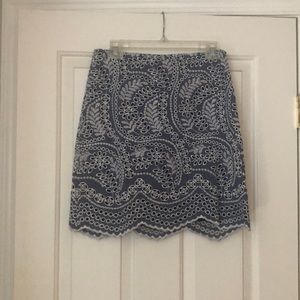 Denim Floral Eyelet Mini Skirt - size US 0